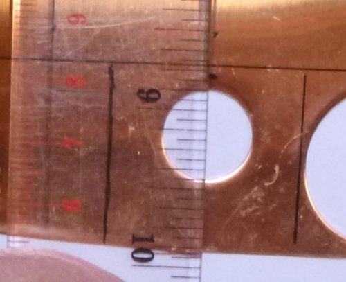Judy Larson's Disc Cutter Basics and How to Make Metal Washers - Version 2 when no center positioning tool or doming punch is available:, General Education, Tools, make a mark 3/32 above the edge of the cut out circle